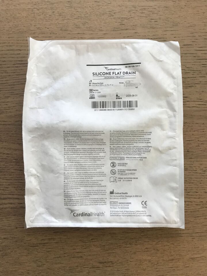 Drain Wound Silicone Flat Jackson Pratt 10MM x 20CM Full Perforation low vacuum w/o trocar (1/EA 80/CS) by Cardinal  ID SU130-1311